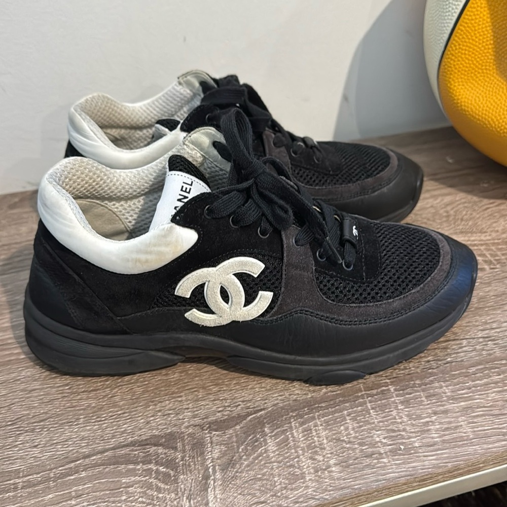 CHANEL Black and White Sneakers